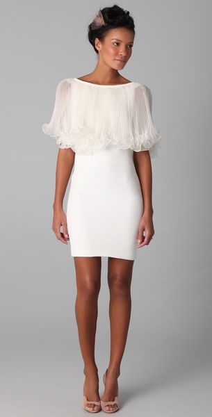  Bateau Dress with Pleated Cape 