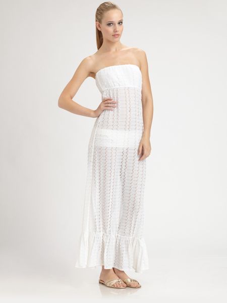 Ralph Lauren Blue Label Crocheted Bandeau Maxi Dress in White - Lyst