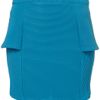 Topshop Ribbed Peplum Bodycon Skirt in Blue (lt turquoise) - Lyst