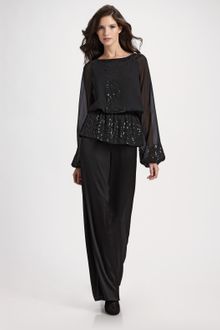 St. John Wide-leg Satin Pants - Lyst