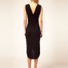 Asos Collection Asos Midi Dress with Drape Front in Black - Lyst