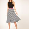 Asos Collection Asos Midi Stripe Skater Dress with Belt in Gray (blackcream) - Lyst