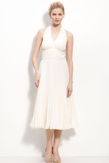 Donna Morgan Pleated Chiffon Halter Dress - Lyst