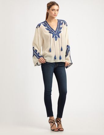 Love Sam Scrollembroidered Top - Lyst