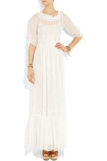 Philosophy di Alberta Ferretti Lace-Trimmed Silk-Chiffon Maxi Dress - Lyst