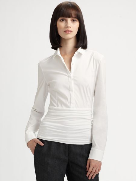 Akris Punto Structured Cotton Shirt in White - Lyst