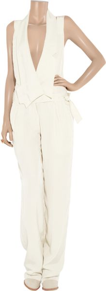 Alexander Wang SatinTwill Overall Jumpsuit in Beige - Lyst