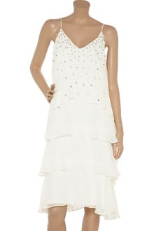 Badgley Mischka Embellished Silk-Chiffon Dress - Lyst
