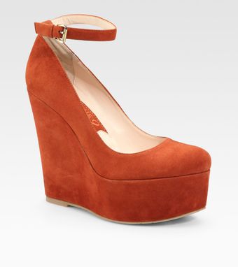  Cesena Suede Wedge Platform Pumps 