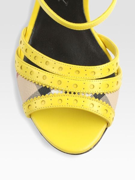 Burberry Espadrille Lyst Sandals sandals Wedge Leather Slingback slingback yellow in Yellow