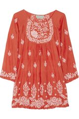 Leaves Of Grass Nakashi Embroidered Silk-voile Kaftan