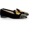 Christian Louboutin Intern Crested Velvet Loafers in Black (red) - Lyst