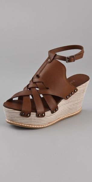 Derek Lam Martritte Woven Ankle Strap Flatforms in Brown (cocoa) - Lyst
