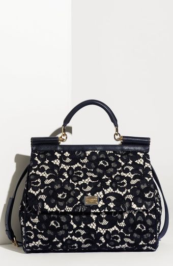  Miss Sicily Lace Lambskin Leather Top Handle Satchel 
