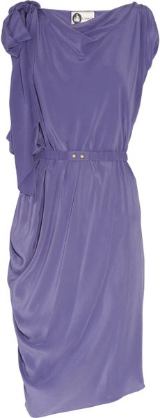 Lanvin Belted Silkcrepe Dress in Purple (violet) - Lyst