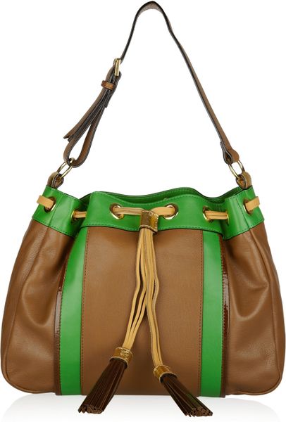 Meredith Wendell Tasseled Drawstring Leather Shoulder Bag in Brown - Lyst