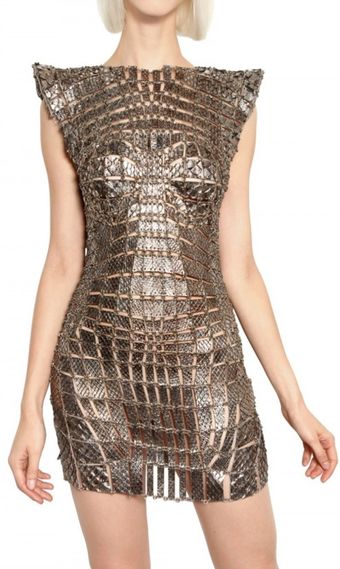 Paco Rabanne Metal Chain and Python Insert Dress - Lyst