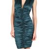 Roberto Cavalli Gathered Silk Satin Stretch Dress in Blue (petrol) - Lyst