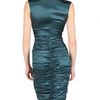 Roberto Cavalli Gathered Silk Satin Stretch Dress in Blue (petrol) - Lyst