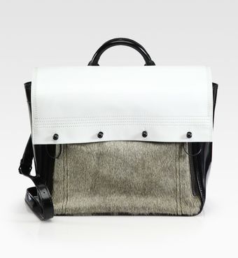  Colorblock Haircalf & Patent Leather Satchel 