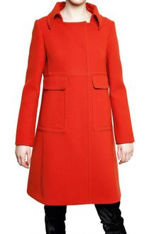 Alberta Ferretti Wool Crepe Coat - Lyst