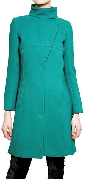 Alberta Ferretti Wool Crepe Coat in Blue (turquoise) - Lyst