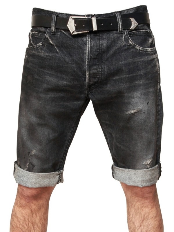 Balmain Distressed Denim Shorts in Black for Men | Lyst