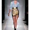 Balmain Gold Laminated Nappa Skirt in Gold - Lyst