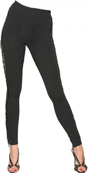 Beayukmui Beaded Fringed Jersey Leggings - Lyst