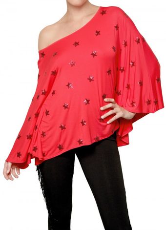 Beayukmui Star Sequined Jersey Wide Top - Lyst
