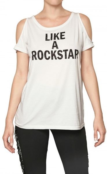 Beayukmui Cut Out Sequined Jersey Tshirt in White - Lyst