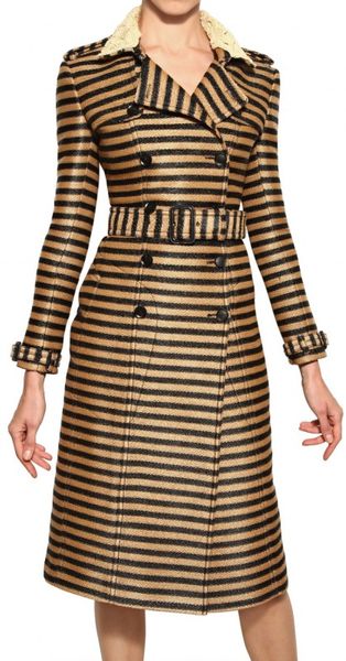  Striped Raffia-weave Trench Coat 