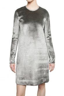 Calvin Klein Metal Trim Viscose Silk & Velvet Dress - Lyst