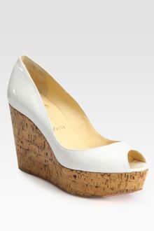 Christian Louboutin Patent Leather Cork Wedge Pumps - Lyst