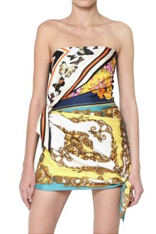D&G Denim Back and Printed Silk Dress - Lyst
