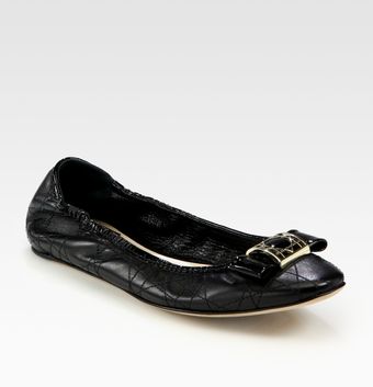 Dior Cannage Patent Leather Bow Ballet Flats - Lyst