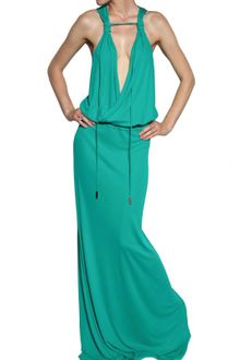 DSquared2 Leather Belt Viscose Crepe Long Dress - Lyst