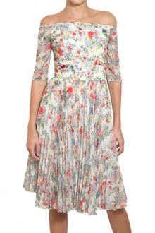 Erdem Printed Pleated Silk Voile Dress - Lyst