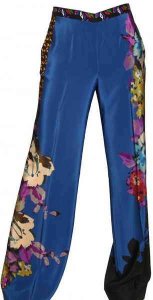 Etro Floral Print Crepe De Chine Trousers - Lyst