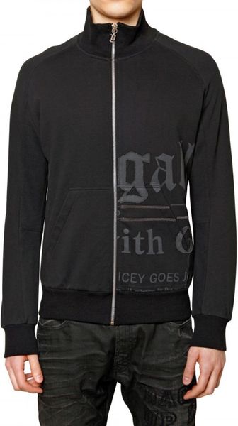 John Galliano Micro Studded Fleece Zipped Sweatshirt in Black for Men - Lyst