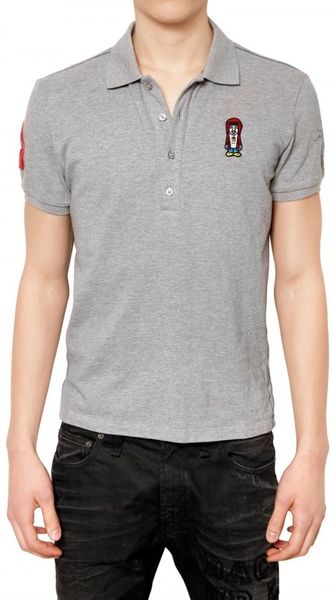 John Galliano Embroidery Piquet Polo in Gray for Men (grey) - Lyst