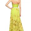 Giambattista Valli Flower Printed Silk Chiffon Long Dress in Yellow - Lyst