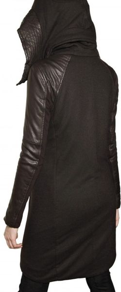 Saint Laurent Leather Trim Wool Teddy Bomber Jacket (Black