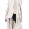 James Long Fringed Cable Wool Vest in White (ivory) - Lyst