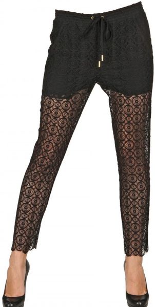 Jo No Fui Cotton Lace Cropped Track Trousers in Black - Lyst