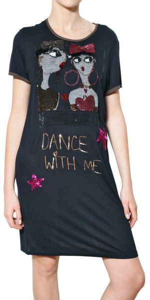  Embroidered Viscose Jersey Dress 
