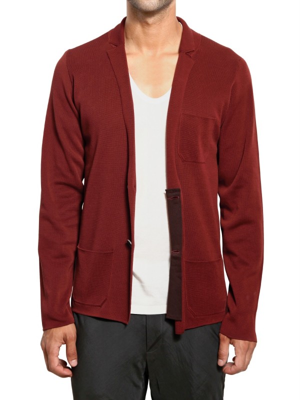 Lanvin Cotton Knit Cardigan Sweater in Red for Men Lyst