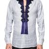 Roberto Cavalli Front Embroidery Striped Poplin Shirt in White for Men - Lyst