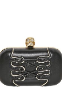 Alexander McQueen Leather Corset Skull Box Clutch - Lyst
