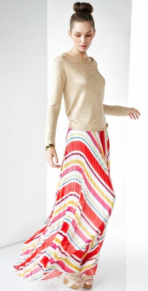 Alice + Olivia Shannon Pleated Maxi Skirt in Red (purple) - Lyst